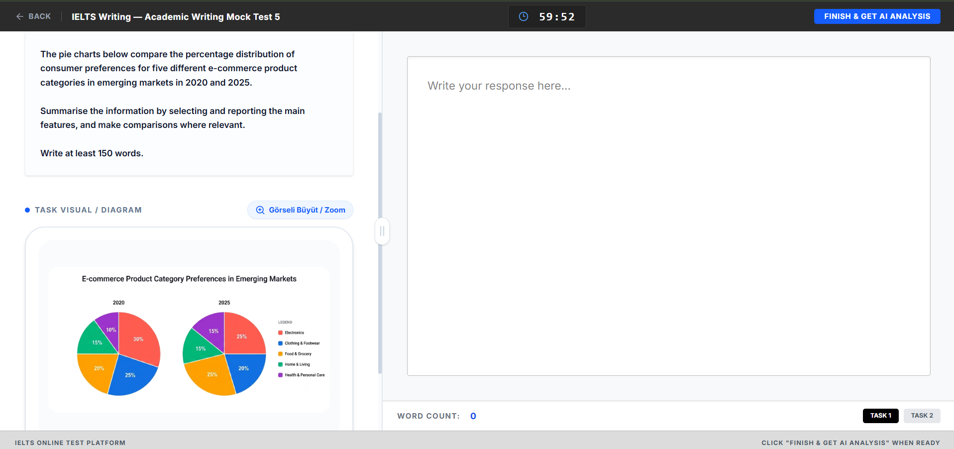 Writing module — live screen
